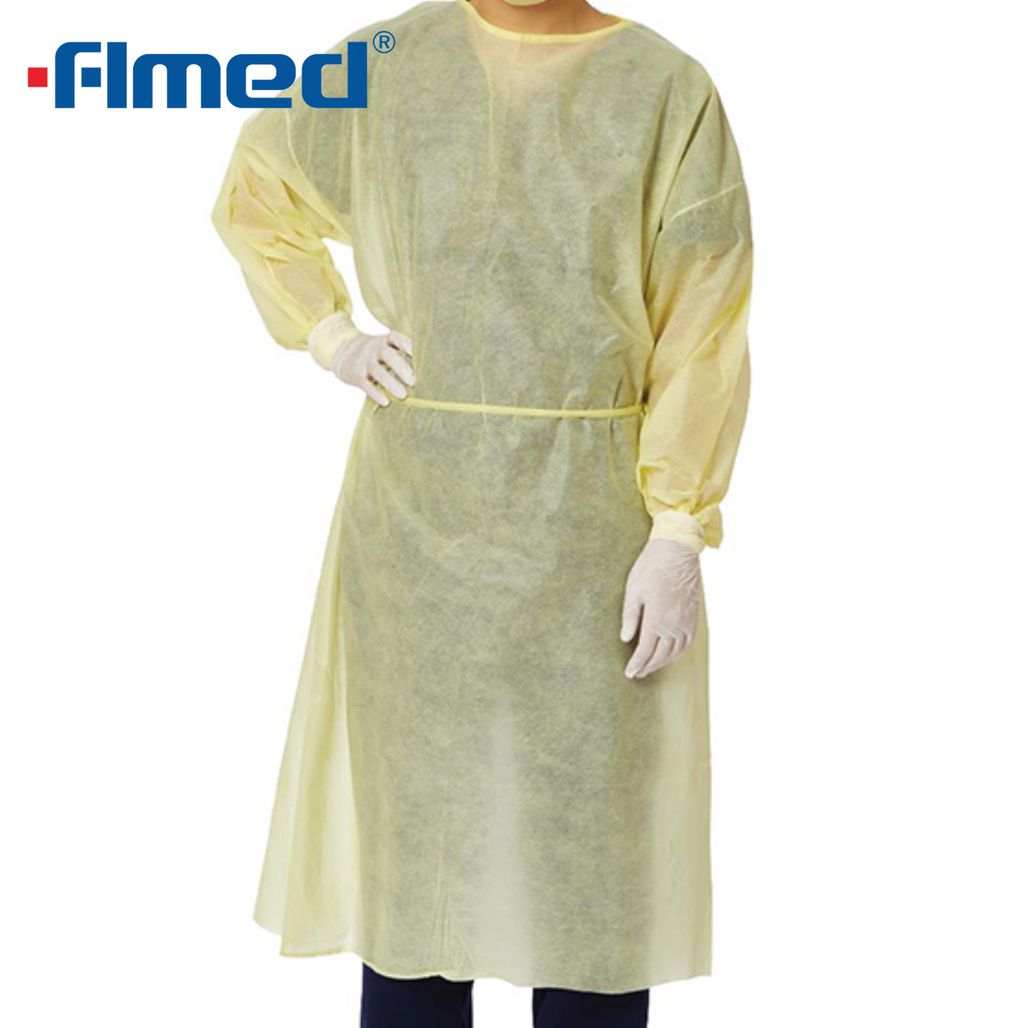 Медицинское платье с вязаной манжетой, ПП, нетканутая, не стерильная