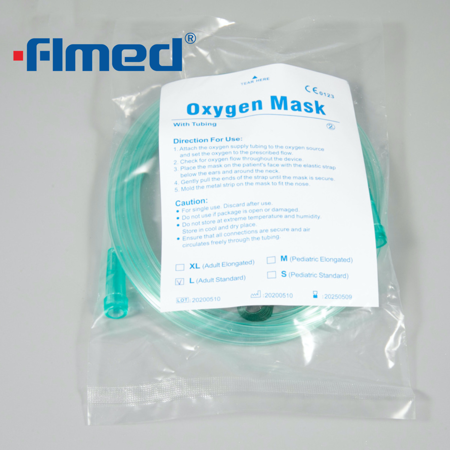 Педиатрические одноразовые кислородные маски с трубками